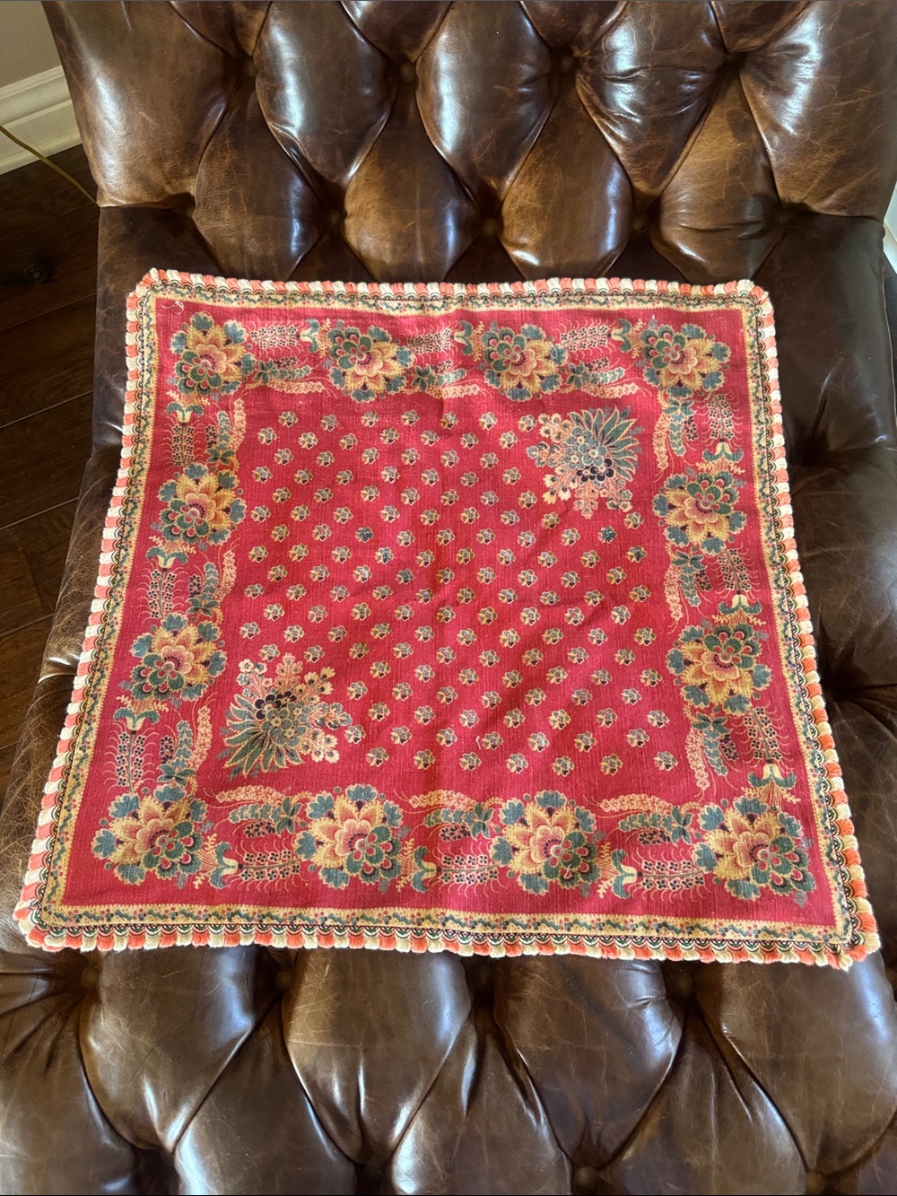 Pottery Barn Red Floral Accent Pillow Cover